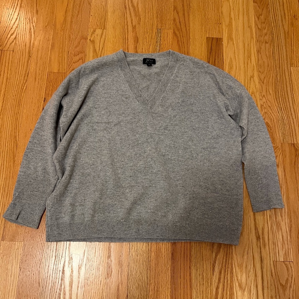 J. Crew Classic Gray V-Neck Sweater S